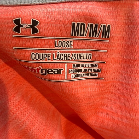 Under Armour HeatGear Womens Medium Coral Pink Short Sleeve Loose Fit T-Shirt - Picture 5 of 8